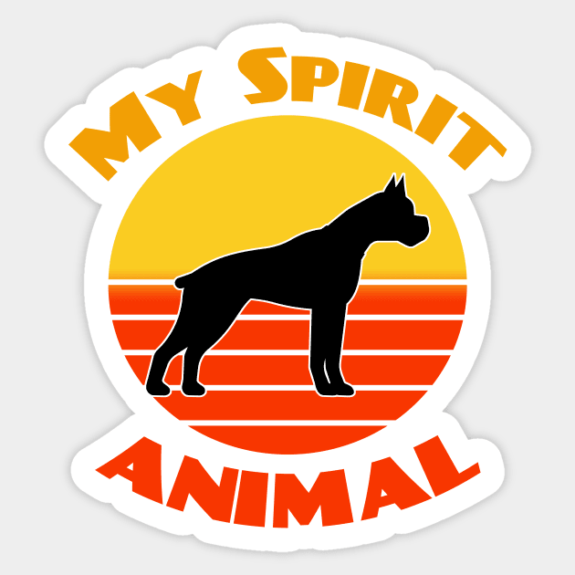 Boxer Dog My Spirit Animal Dog puppy Lover Cute Sunser Retro Funny Sticker by Meteor77